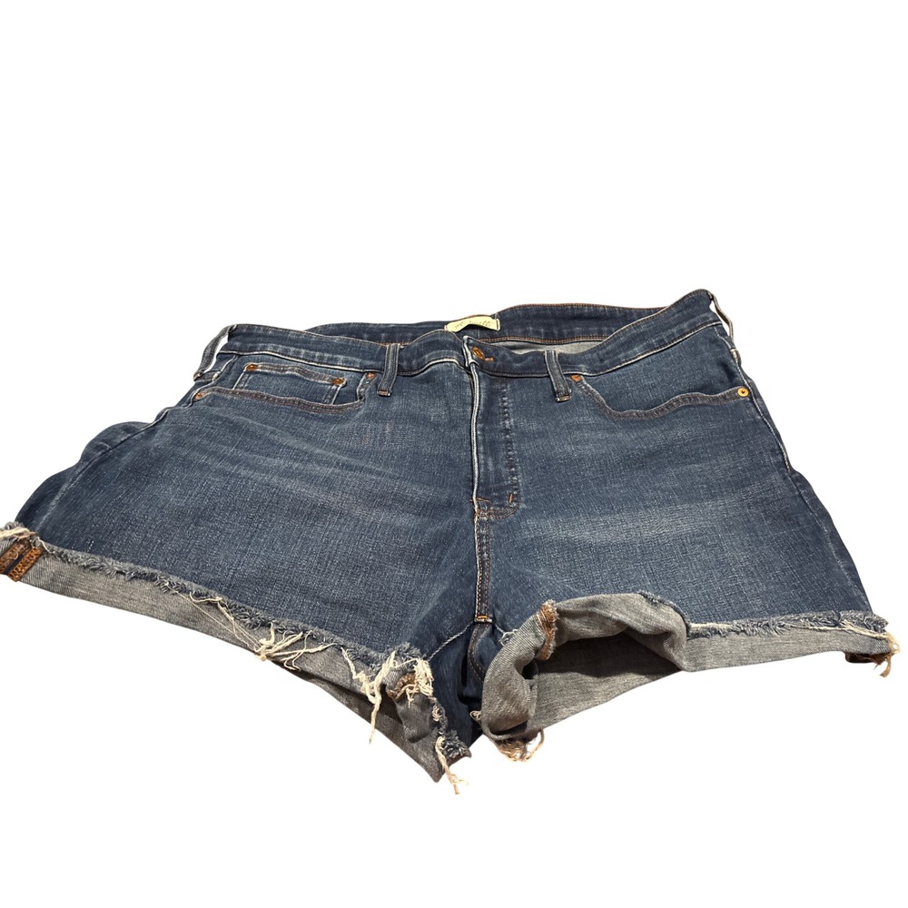 Madewell High Rise Denim Shorts Dark Wash Raw Hem 18W Cut Offs 0579